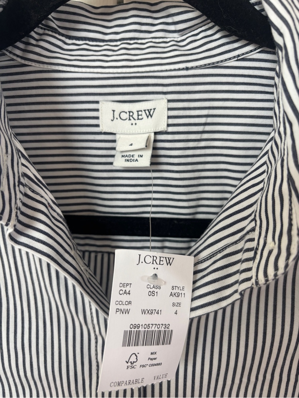 NEW J. Crew Striped Button Up Front Shirtdress Belt Waist Tie Navy White Size 4 - Picture 5 of 14